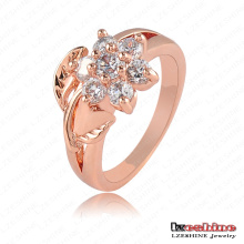 Mujeres traje de oro rosa plateado flor anillo de moda (ric0012-a)